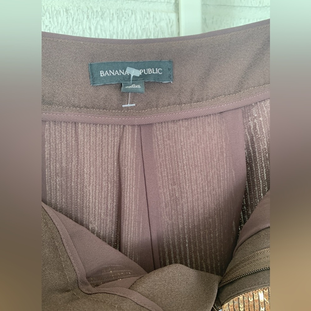 Banana Republic Wms Sz 0 Straight Leg Gold Sequin Holiday Party Pants Lined EUC - Picture 4 of 12